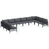 vidaXL Set Divano da Giardino con cuscino 10 pcs Nero Acciaio