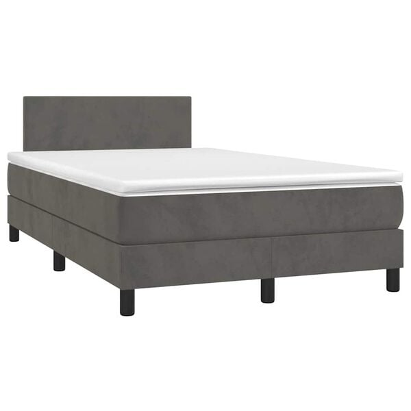 vidaXL Letto a Molle con Materasso e LED Grigio Scuro 120x190cm in Velluto