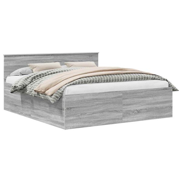 vidaXL Struttura del letto con testiera Grigio Sonoma 200 x 200 cm