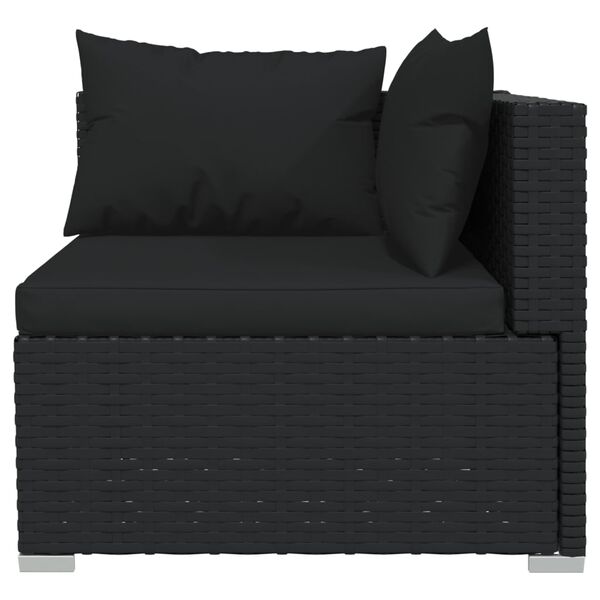 vidaXL Set Divani da Giardino 10 pz con Cuscini in Polyrattan Nero