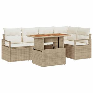 vidaXL Set Divano da Giardino 6 pz 5-Numero di posti Beige e Crema