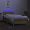 vidaXL Letto a Molle con Materasso e LED Verde 90x190 cm in Tessuto