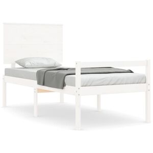 vidaXL Letto per Anziani con Testiera Bianco Single in Legno Massello