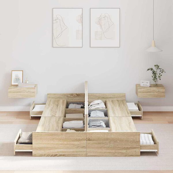 vidaXL Struttura letto con contenitore Rovere Sonoma 120 x 190 cm