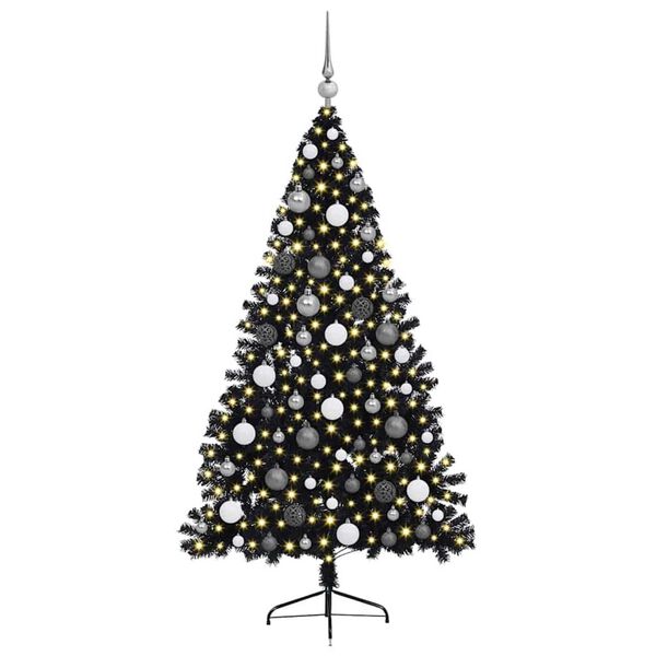 vidaXL Albero di Natale artificiale con luci integrate Nero 180 cm PVC