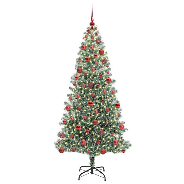 vidaXL Albero di Natale Artificiale Imbiancato con Luci LED 180 cm