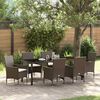 vidaXL Set da Pranzo per Giardino con cuscino 7 pcs Marrone polyrattan