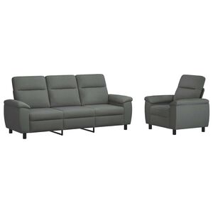 vidaXL Set di divani 2 pcs Grigio Scuro Tessuto