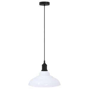 vidaXL Lampada Sospensione Regolabile E27 Bianco Lucido Ø31cm Metallo
