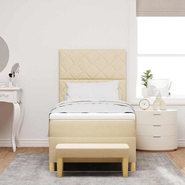 vidaXL Letto a molle con materasso Crema 100 x 200 cm Tessuto