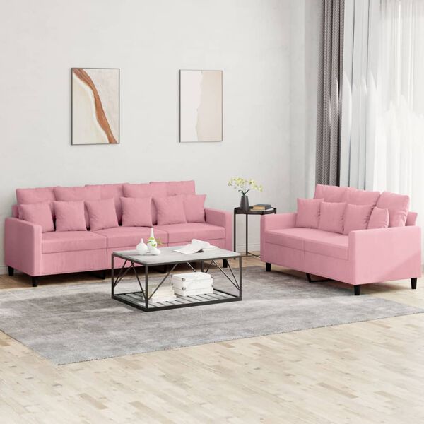 vidaXL Set di Divani 2 pz con Cuscini rosa in Velluto