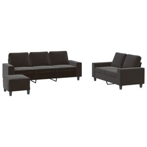 vidaXL Set d Divani 3 pz Nero in Tessuto