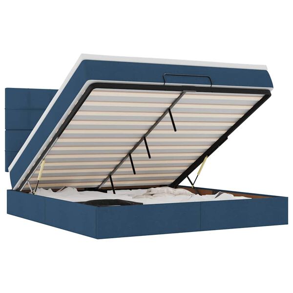 vidaXL Struttura Letto Pouf con Materasso Blu 160x200 cm in Tessuto