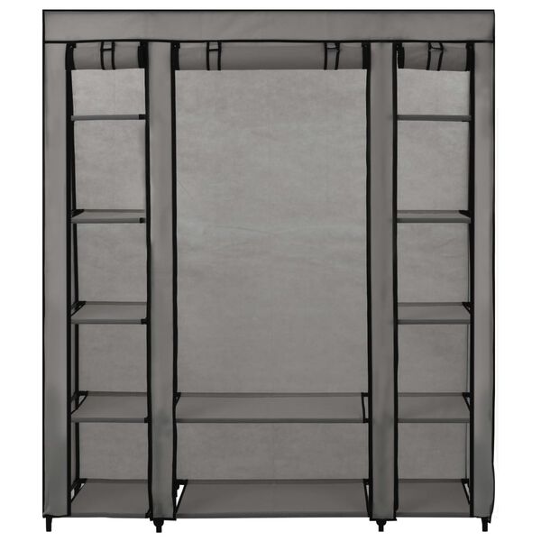 vidaXL Armadio con Scomparti e Aste Grigio 150x45x176 cm in Tessuto