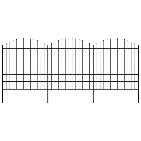vidaXL Recinzione da Giardino con Punta a Lancia in Acciaio 537x200 cm Nero