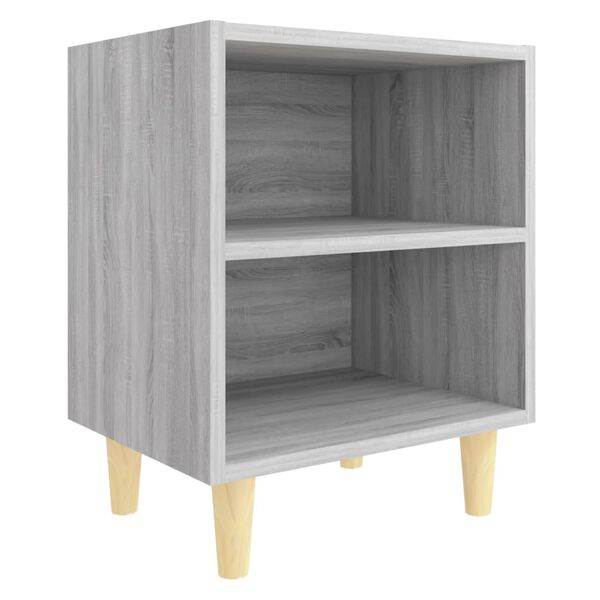 vidaXL Comodini Gambe in Legno Massello 2 pz Grigio Sonoma 40x30x50 cm