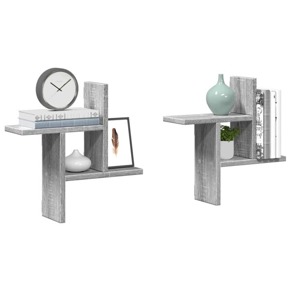 vidaXL Mensole a Parete 2pz Grigio Sonoma 38x12x38 cm in Truciolato