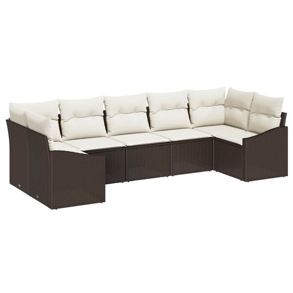 vidaXL Set di divani con cuscino 7 pcs Marrone polyrattan