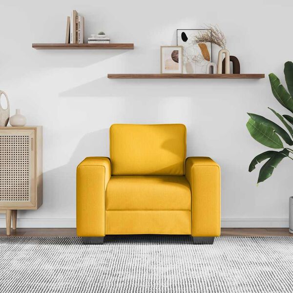 vidaXL Divano Sedia Giallo Chiaro 100x77x82 cm in Tessuto di Velluto a Coste