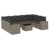 vidaXL Set Divano da Giardino 10 pz con Cuscini Grigio in Polyrattan
