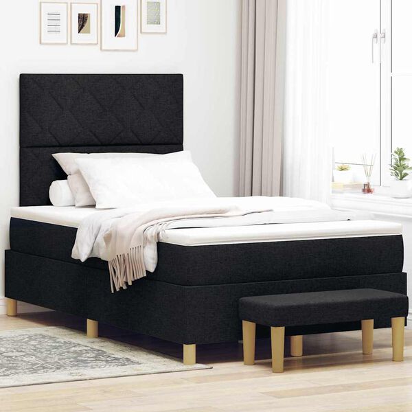 vidaXL Letto a molle con materasso Nero 120 x 200 cm Tessuto