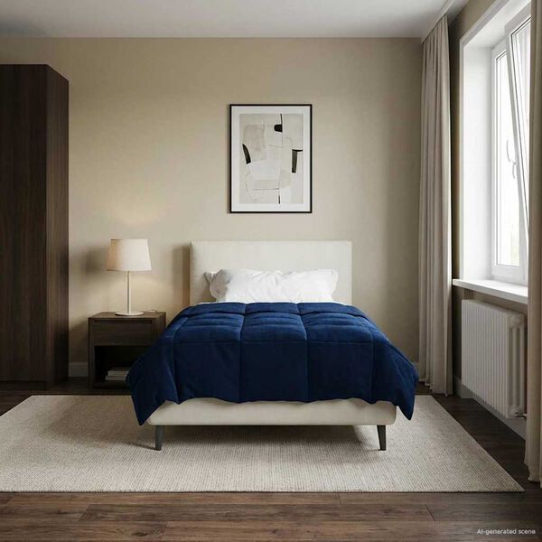 vidaXL Duvet Estivo Trapuntato Blu Scuro 140 x 220 cm Microfibra