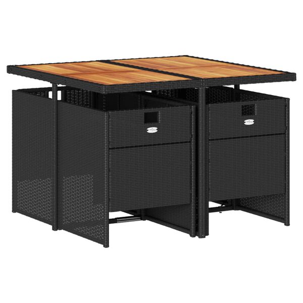 vidaXL Set da Pranzo da Giardino 5 pz Nero con Cuscini in Polyrattan