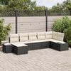 vidaXL Set Divano da Giardino con cuscino 7 pcs Nero polyrattan