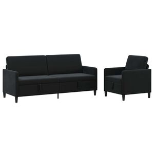 vidaXL Set di Divani con Storage 2 pz Nero Poliestere
