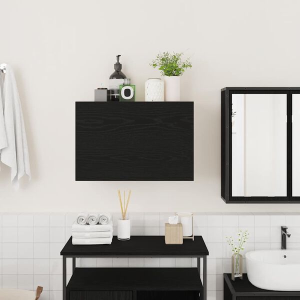 vidaXL Mobile da Bagno a Parete Nero 60x25x40 cm in Legno Multistrato