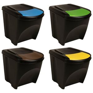 vidaXL Cestini per Rifiuti Impilabili 4 pz Antracite 100 L