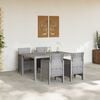 vidaXL Set da Pranzo per Giardino 5 pcs Grigio chiaro Rattan Polt