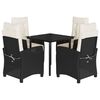 vidaXL Set da Pranzo da Giardino 5 pz Nero con Cuscini in Polyrattan
