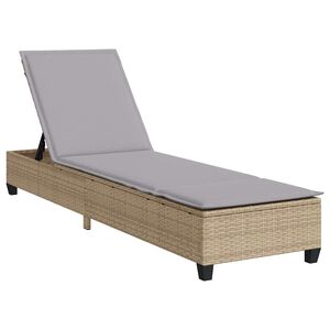 vidaXL Lettino Prendisole con Cuscini Beige 55x200x25,5cm Polyrattan