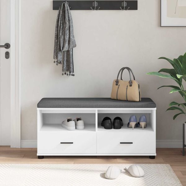 vidaXL Panca per ingresso con cuscino Bianco 100 x 38 x 46 cm