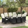 vidaXL Set da Pranzo per Giardino con cuscino 9 pcs Nero polyrattan
