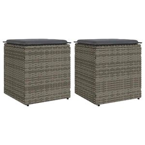 vidaXL Sgabelli Giardino con Cuscini 2 pz Grigio 40x40x43cm Polyrattan
