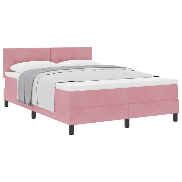 vidaXL Letto a molle con materasso Rosa 140 x 200 cm Velluto
