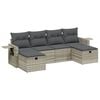 vidaXL Set Divano da Giardino 6pz con Cuscini Grigio Chiaro Polyrattan