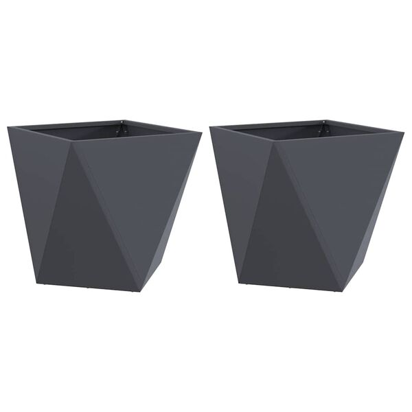 vidaXL Fioriera 2 pcs Antracite 50 x 50 x 50 cm Acciaio
