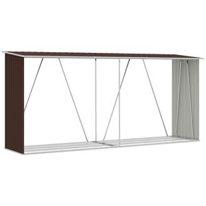 vidaXL Capannone da Giardino in Acciaio Zincato 330x84x152cm Marrone