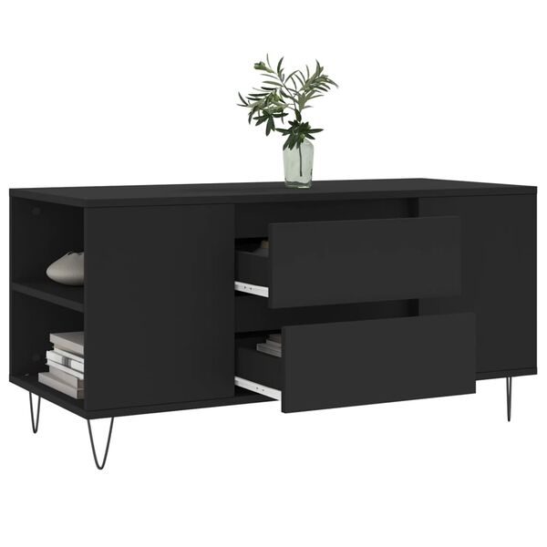 vidaXL Tavolino da Salotto Nero 102x44,5x50 cm in Legno Multistrato
