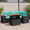 vidaXL Set Divani da Giardino 5 pz con Cuscini in Polyrattan Nero
