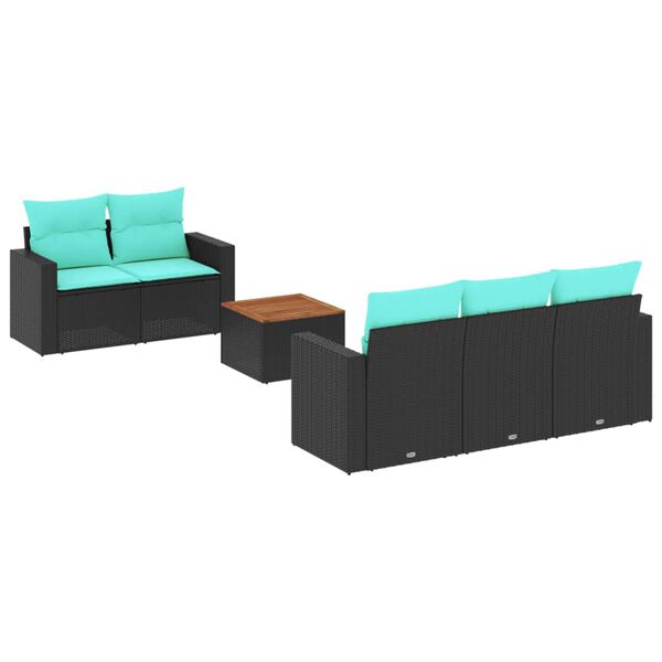 vidaXL Set Divani da Giardino 6 pz con Cuscini Nero in Polyrattan