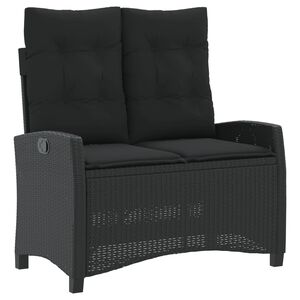 vidaXL Panca Reclinabile da Giardino con Cuscini Nera in Polyrattan