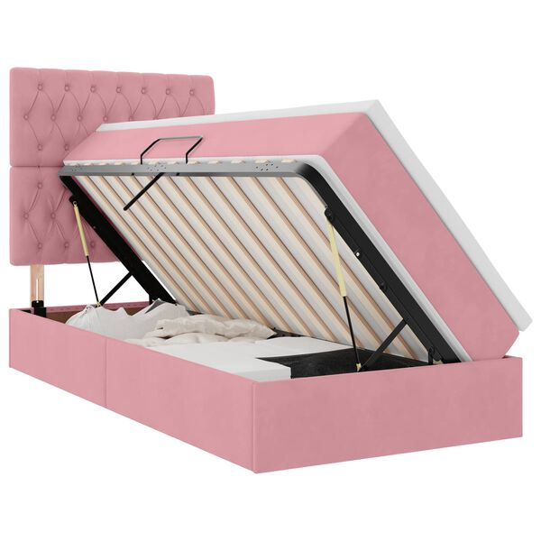 vidaXL Letto con contenitore e materasso Rosa 90 x 190 cm Velluto