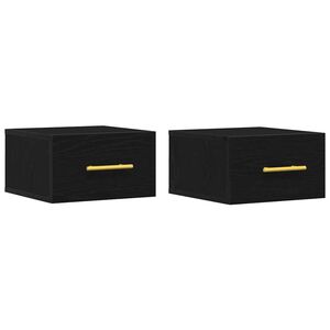 vidaXL Armadio da Notte 2 pcs Rovere Nero 35 x 35 x 20 cm