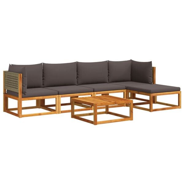 vidaXL Set di divani da giardino 6 pezzi con cuscini in legno di acacia e rattan