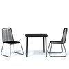 vidaXL Set Mobili da Pranzo per Giardino 3 pz Nero