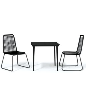 vidaXL Set Mobili da Pranzo per Giardino 3 pz Nero
